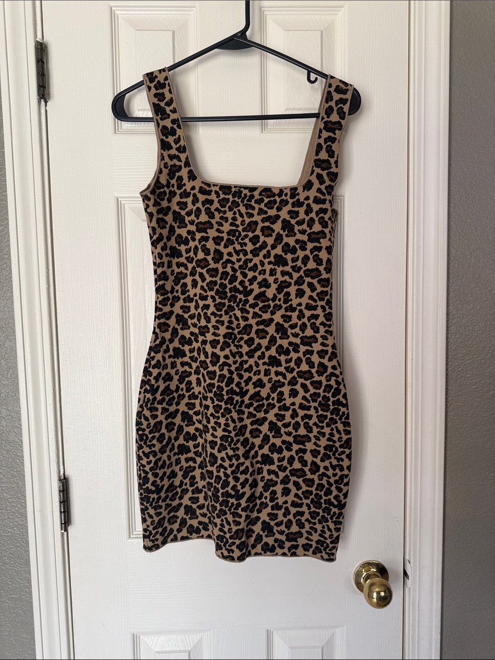 ZARA Animal Print Leopard Stretch Knit Mini Dress size medium - Picture 3 of 7